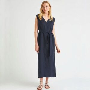 Splendid Navy Blue Mable Linen Blend Sleeveless Maxi Dress